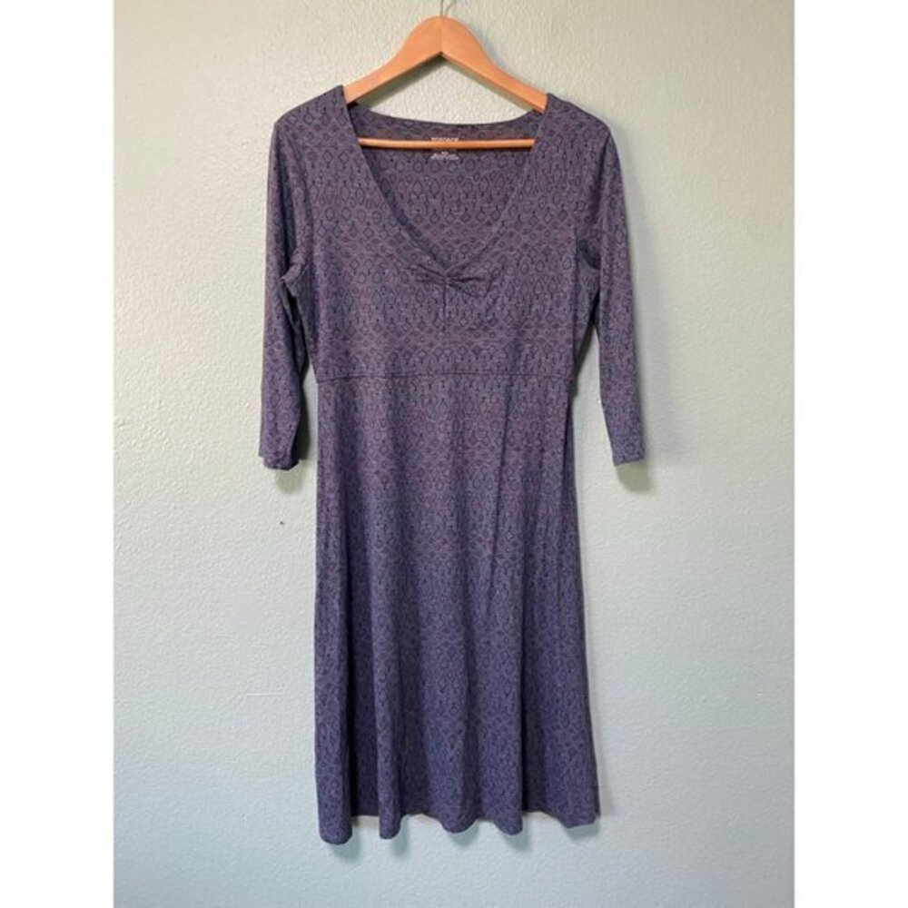 Toad & Co Women's Dark Navy/Purple Patterned 3/4 Sleeve Dress Size Medium - Picture 1 of 6